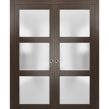 SARTODOORS Double Pocket Interior Door, 84" x 96", Chocolate LUCIA2552DP-CA-8496